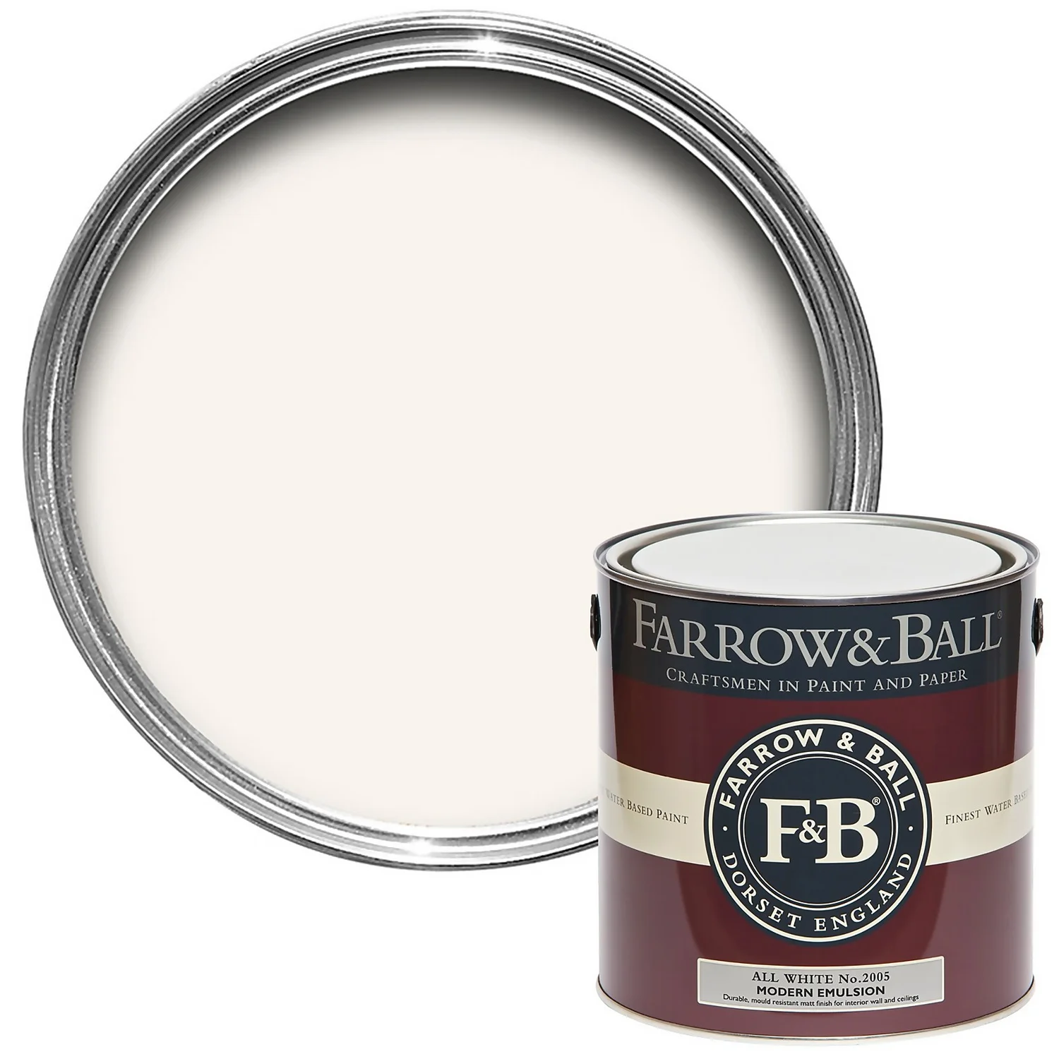 Farrow & Ball Modern Matt Emulsion Paint All White - 2.5L 3 Farrow & Ball Modern Matt Emulsion Paint All White - 2.5L