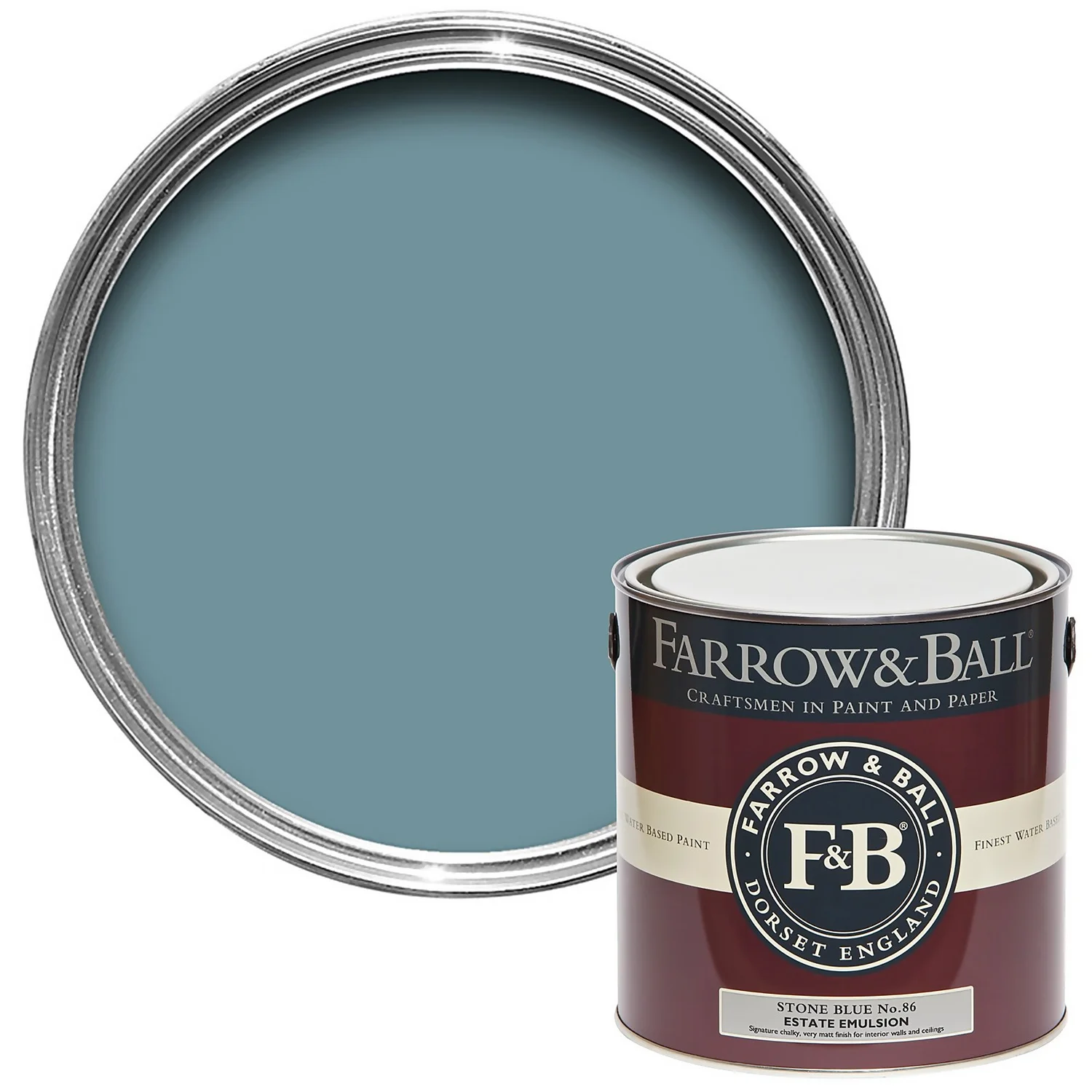 Farrow & Ball Estate Matt Emulsion Paint Stone Blue - 2.5L 3 Farrow & Ball Estate Matt Emulsion Paint Stone Blue - 2.5L