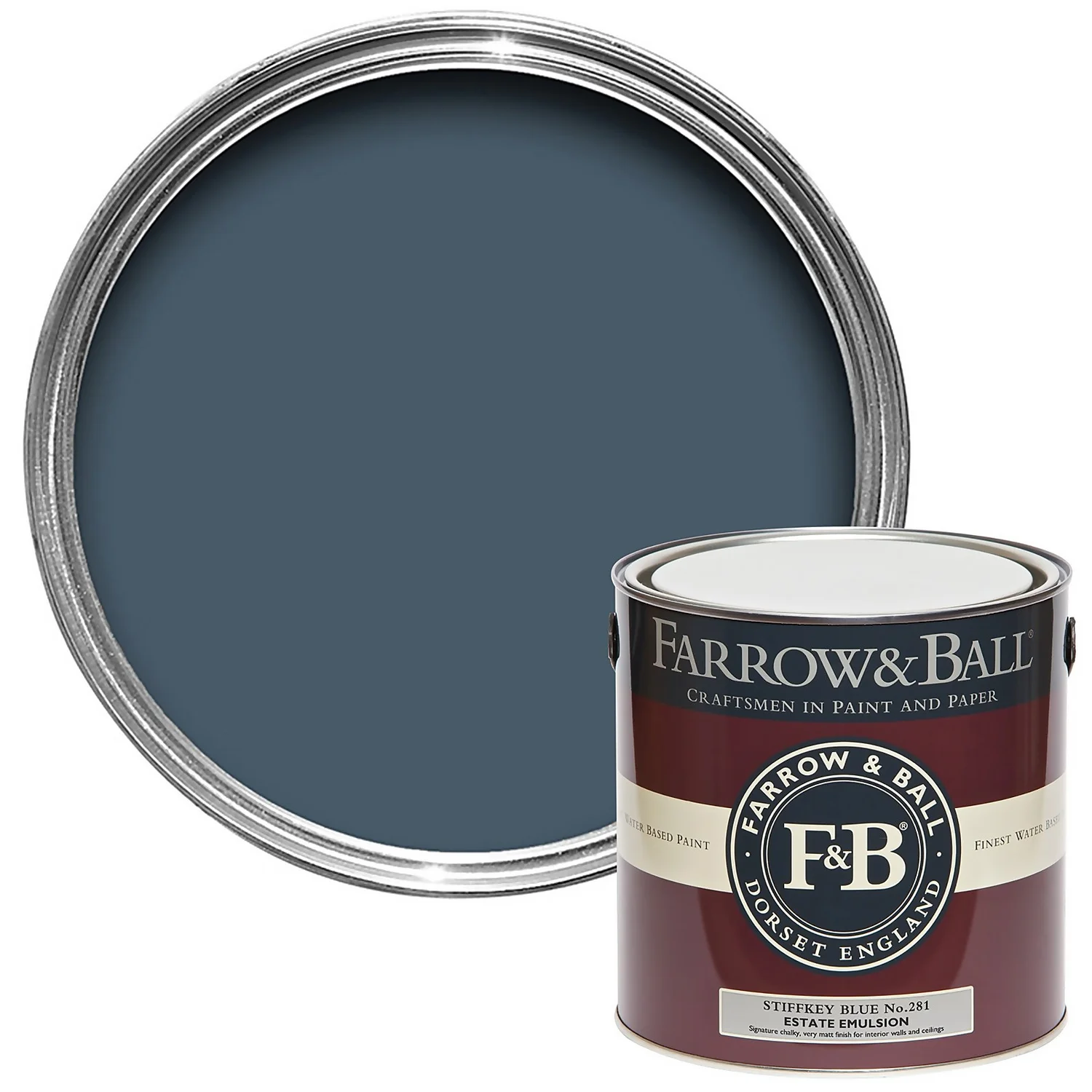 Farrow & Ball Estate Matt Emulsion Paint Stiffkey Blue - 2.5L 3 Farrow & Ball Estate Matt Emulsion Paint Stiffkey Blue - 2.5L