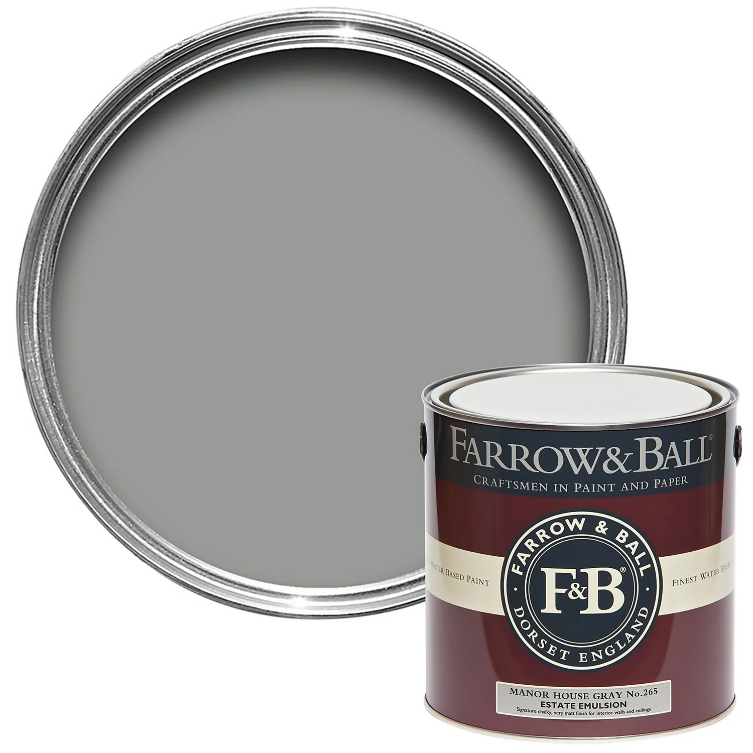 Farrow & Ball Estate Matt Emulsion Paint Manor House Gray - 2.5L 3 Farrow & Ball Estate Matt Emulsion Paint Manor House Gray - 2.5L