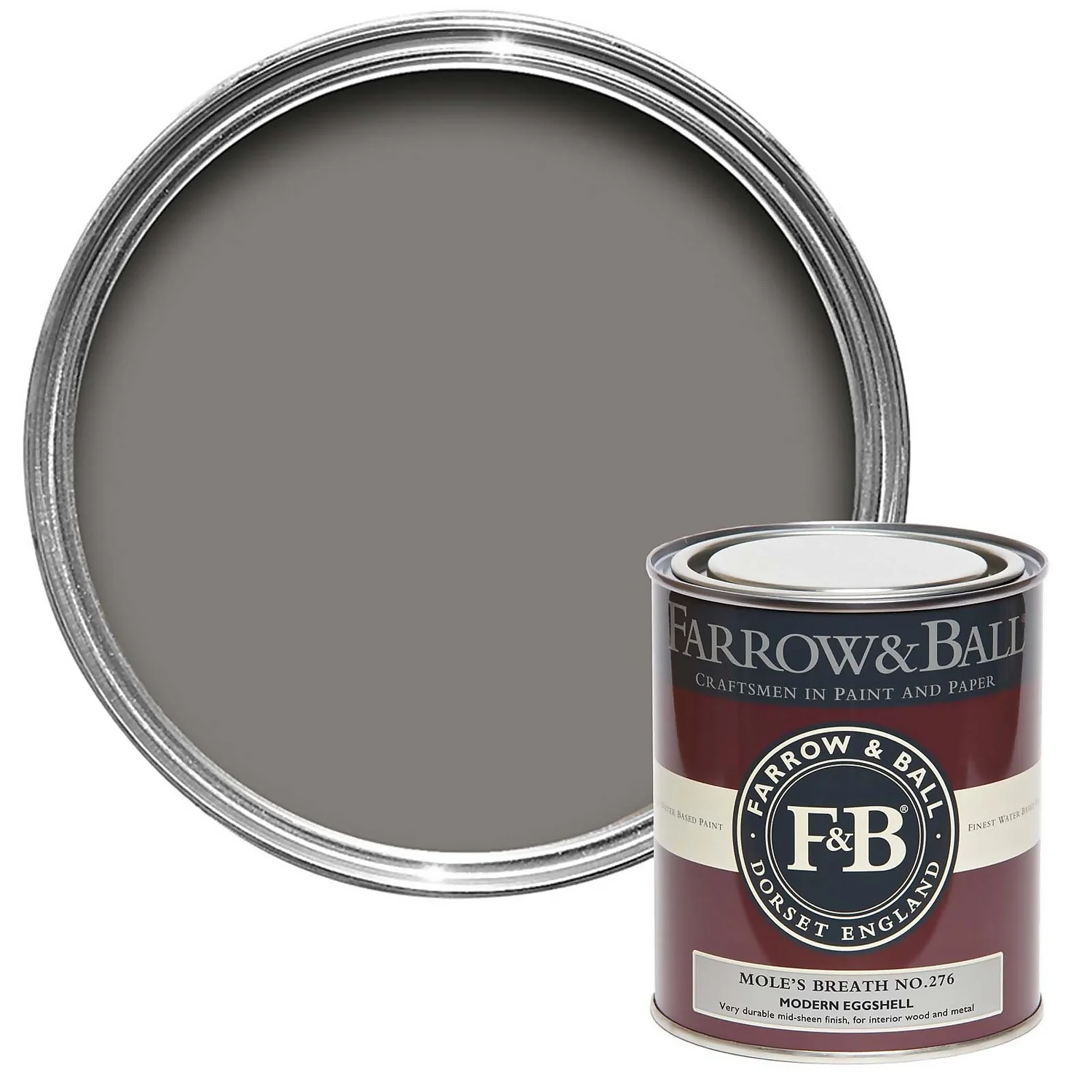 Farrow & Ball Modern Eggshell Paint Mole's Breath - 750ml 3 Farrow & Ball Modern Eggshell Paint Mole's Breath - 750ml