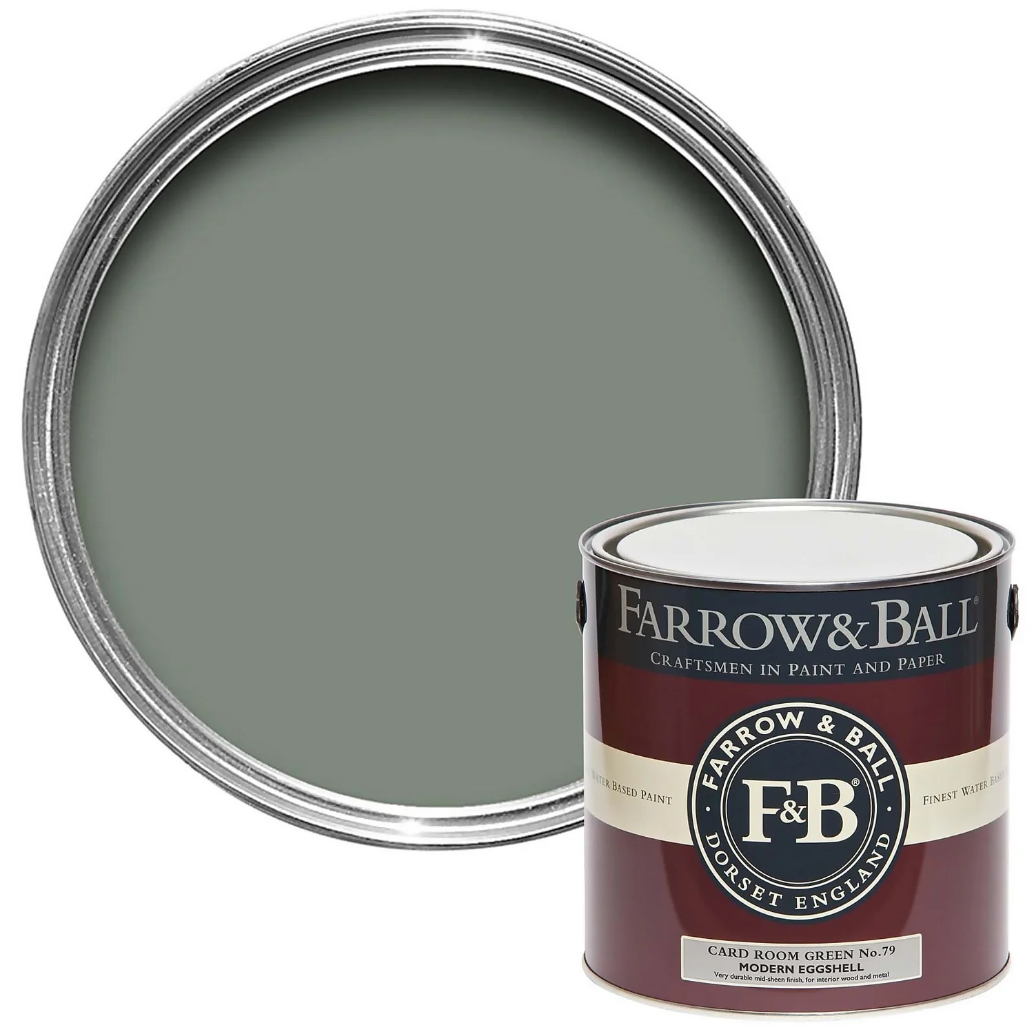Farrow & Ball Modern Eggshell Paint Card Room Green - 2.5L 3 Farrow & Ball Modern Eggshell Paint Card Room Green - 2.5L