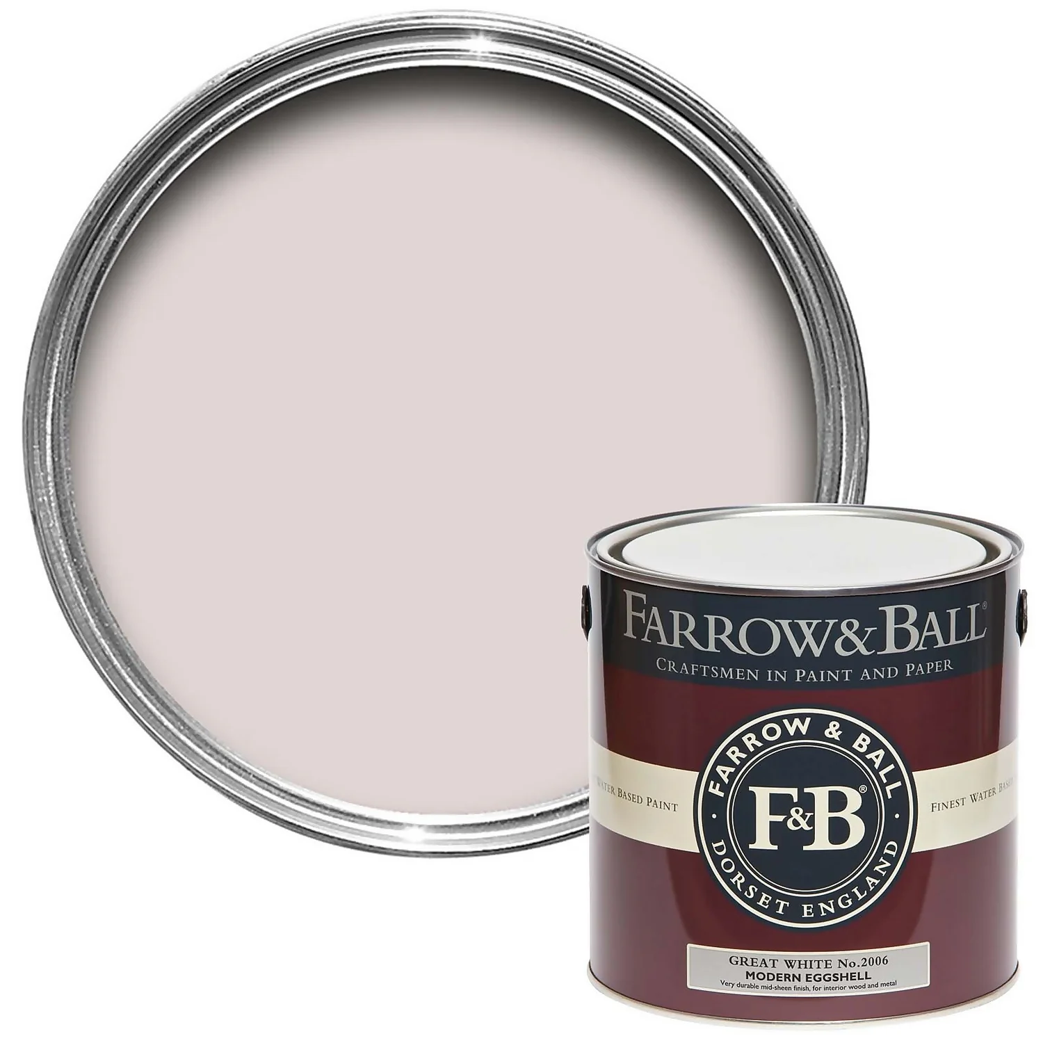 Farrow & Ball Modern Eggshell Paint Great White - 2.5L 3 Farrow & Ball Modern Eggshell Paint Great White - 2.5L