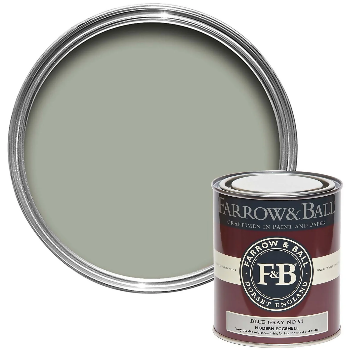 Farrow & Ball Modern Eggshell Paint Blue Gray - 750ml 3 Farrow & Ball Modern Eggshell Paint Blue Gray - 750ml