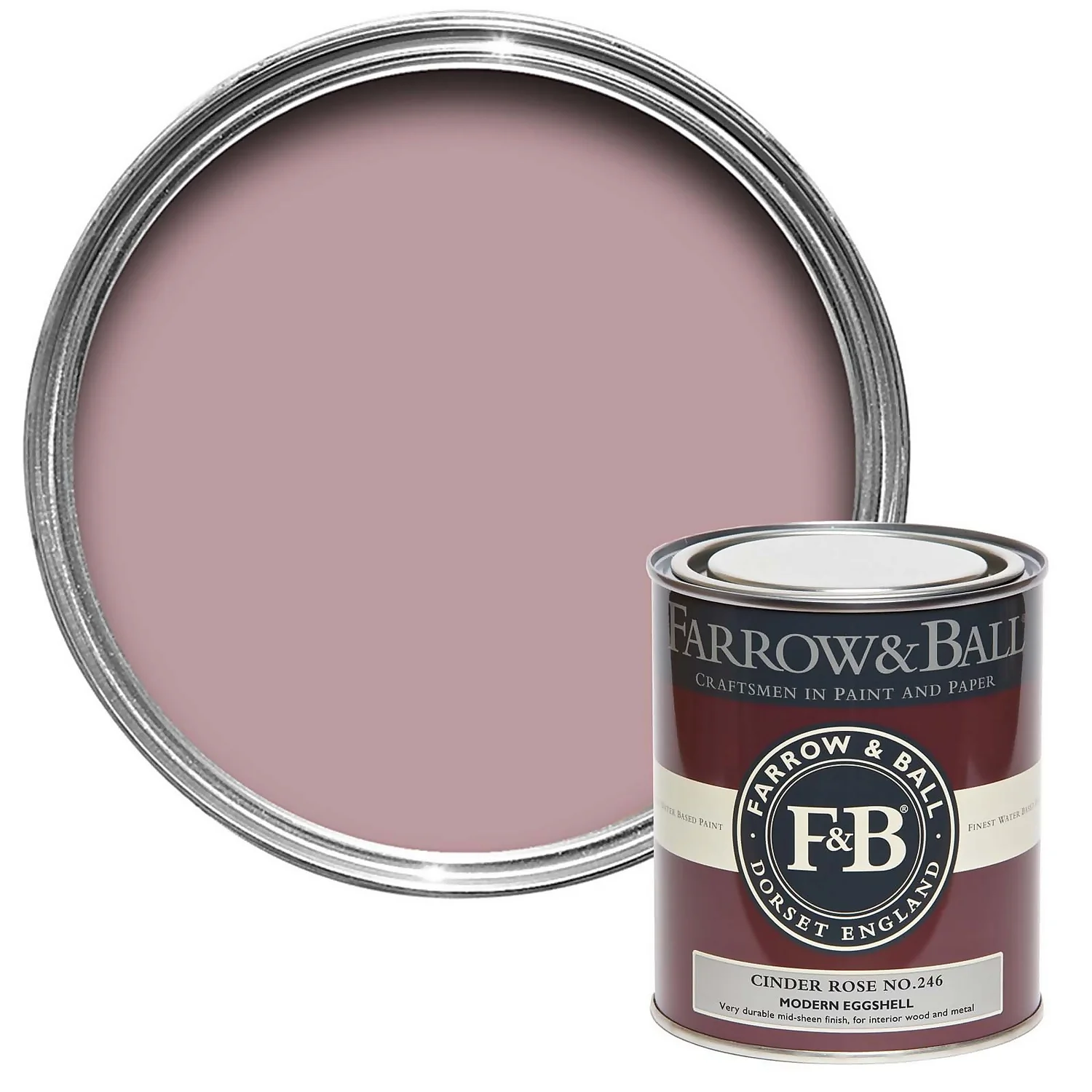 Farrow & Ball Modern Eggshell Paint Cinder Rose - 750ml 3 Farrow & Ball Modern Eggshell Paint Cinder Rose - 750ml