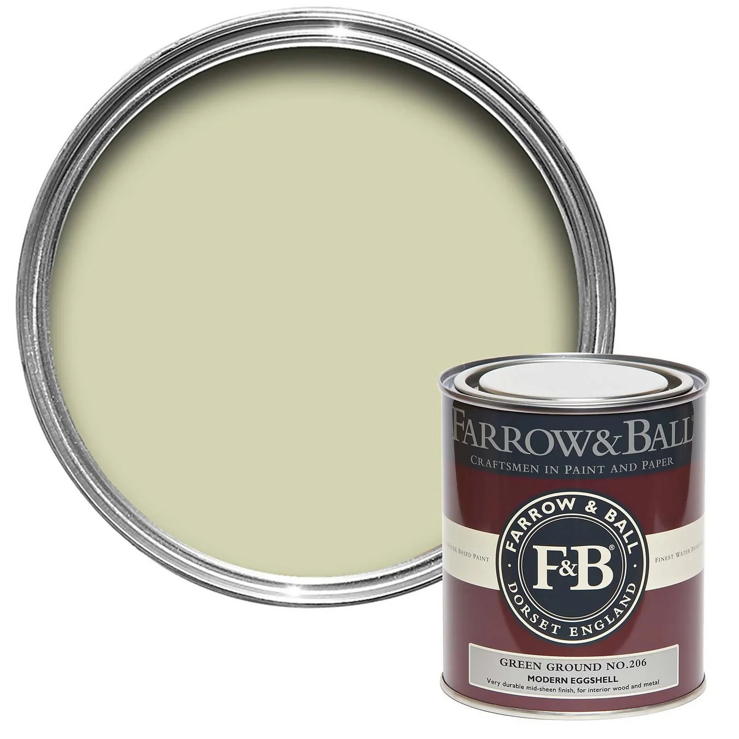 Farrow & Ball Modern Eggshell Paint Green Ground - 750ml 3 Farrow & Ball Modern Eggshell Paint Green Ground - 750ml
