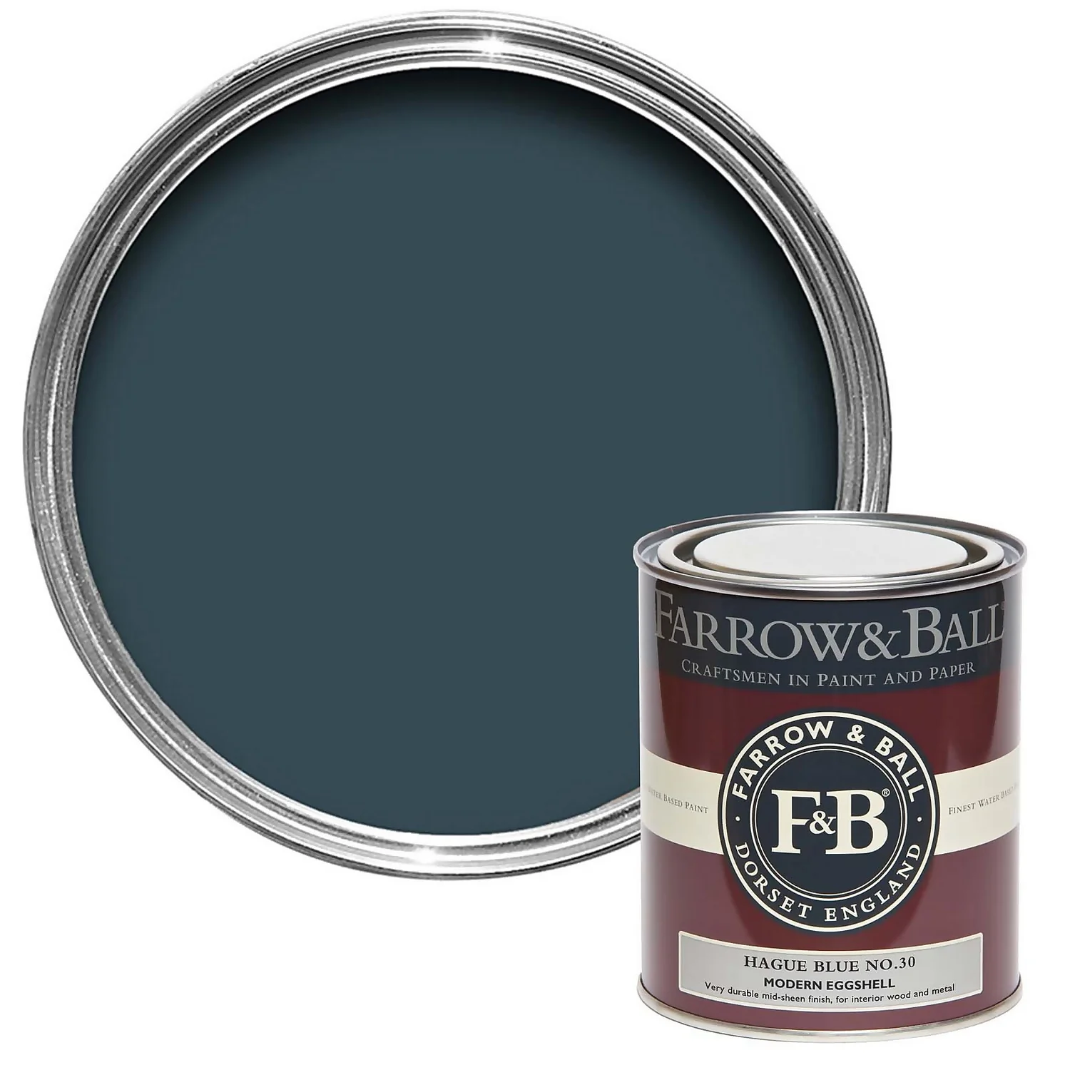 Farrow & Ball Modern Eggshell Paint Hague Blue - 750ml 3 Farrow & Ball Modern Eggshell Paint Hague Blue - 750ml