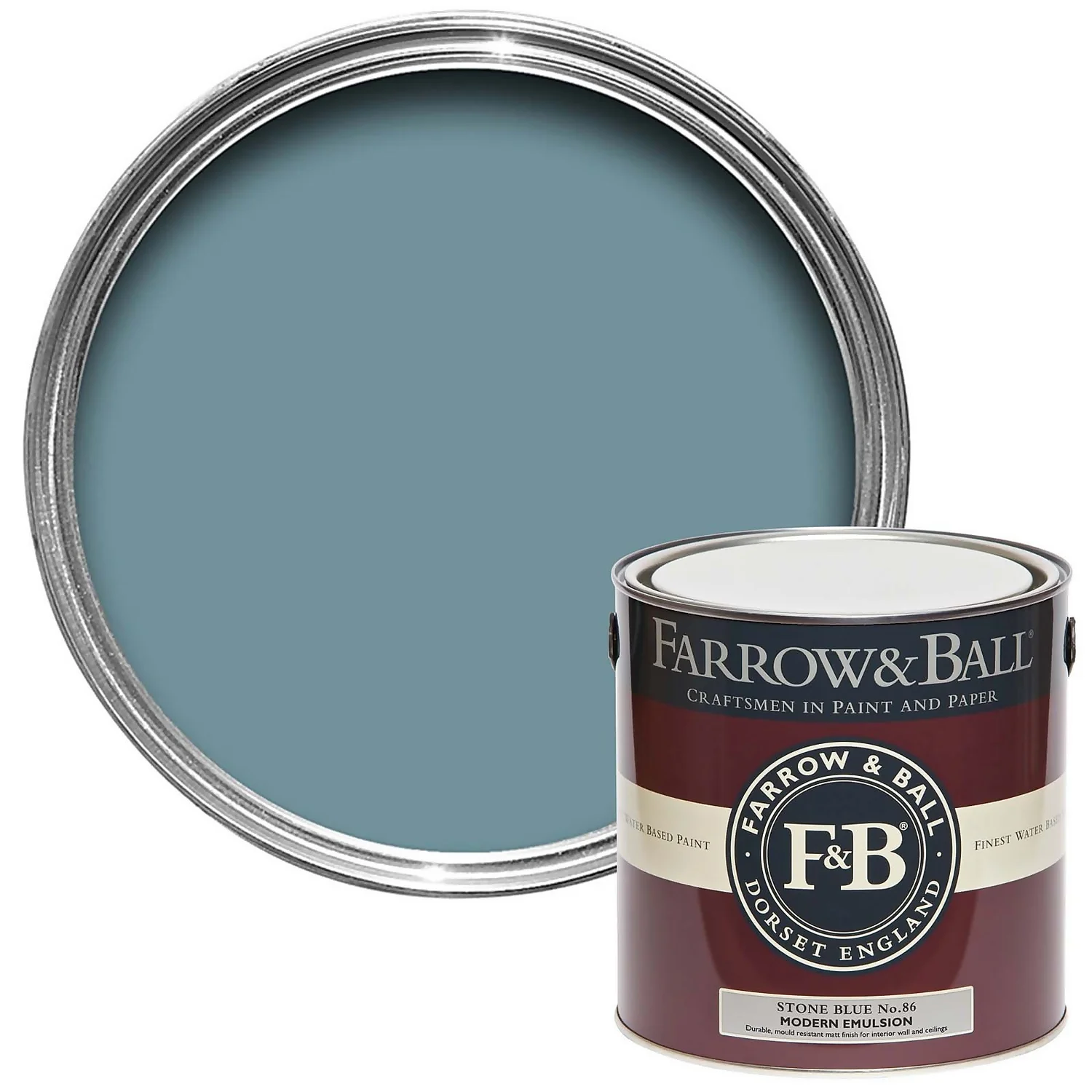 Farrow & Ball Modern Matt Emulsion Paint Stone Blue - 2.5L 3 Farrow & Ball Modern Matt Emulsion Paint Stone Blue - 2.5L