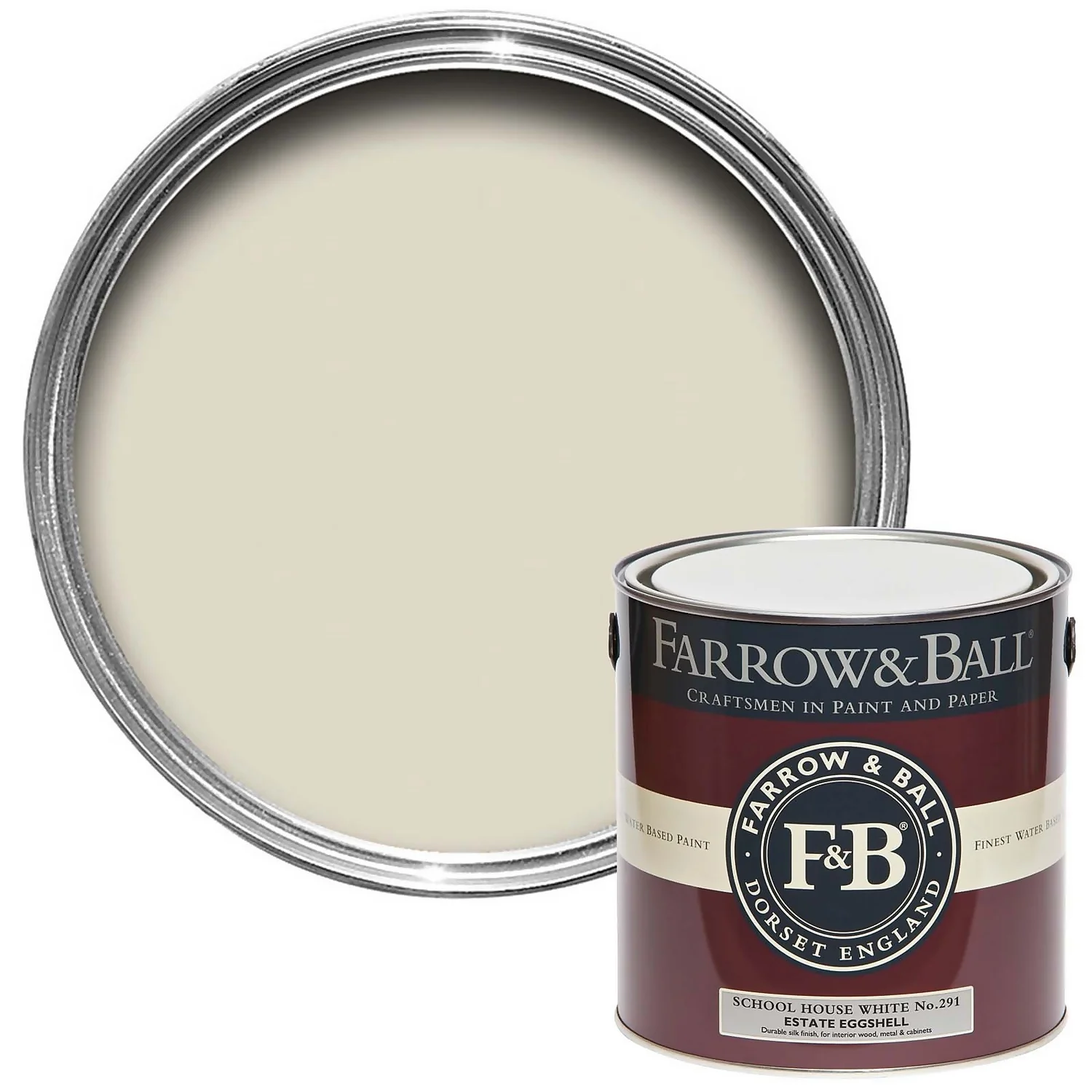 Farrow & Ball Estate Eggshell Paint School House White - 2.5L 3 Farrow & Ball Estate Eggshell Paint School House White - 2.5L