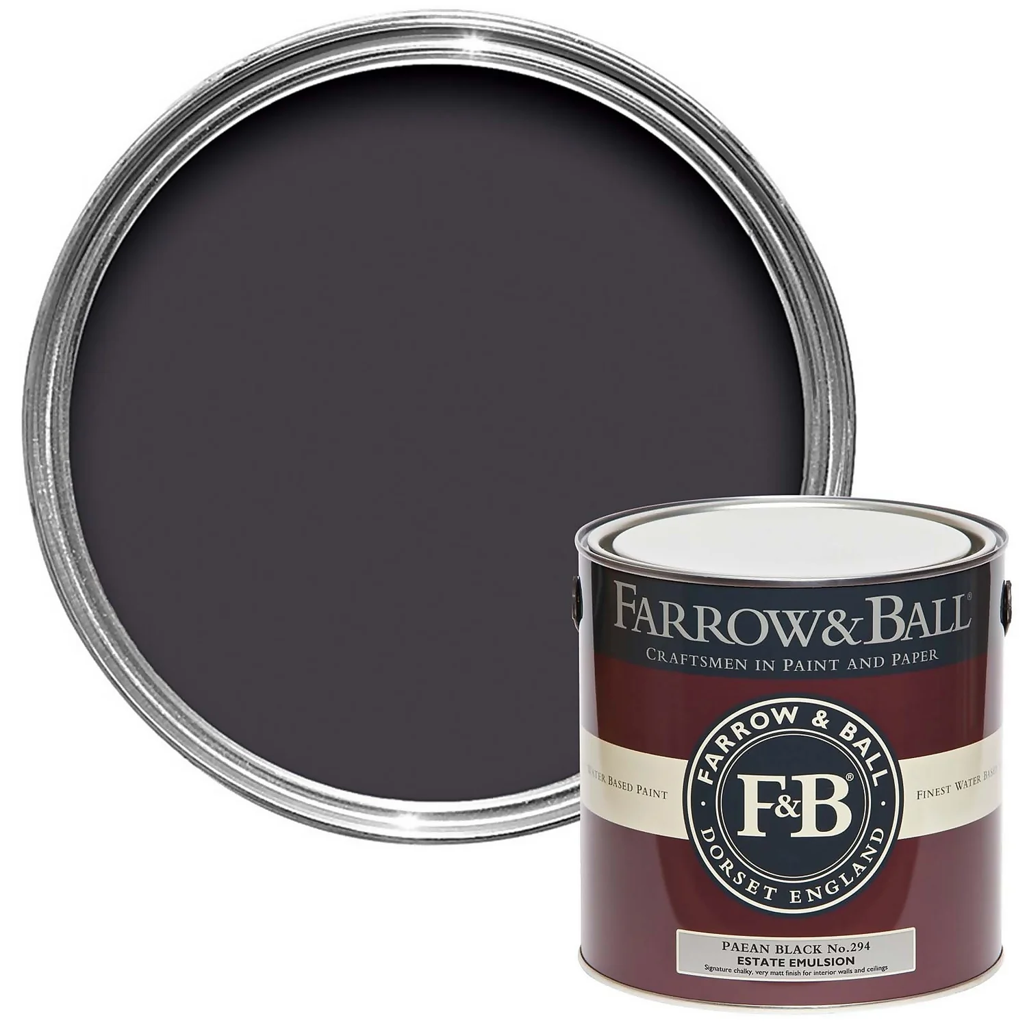Farrow & Ball Estate Matt Emulsion Paint Paean Black - 2.5L 3 Farrow & Ball Estate Matt Emulsion Paint Paean Black - 2.5L