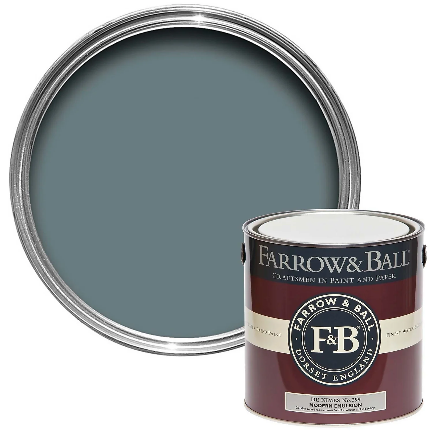 Farrow & Ball Modern Matt Emulsion Paint De Nimes - 2.5L 3 Farrow & Ball Modern Matt Emulsion Paint De Nimes - 2.5L
