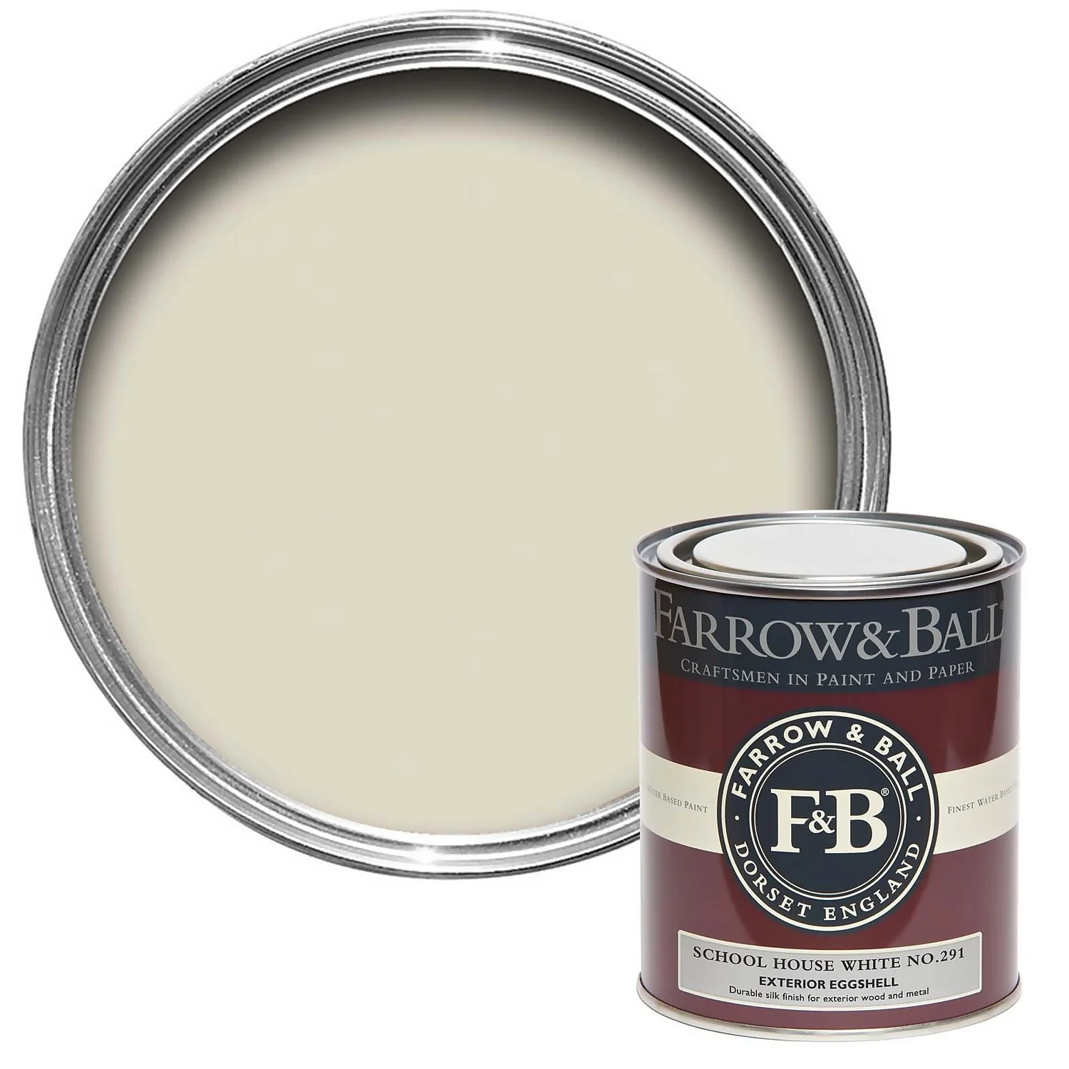 Farrow & Ball Exterior Eggshell Paint School House White - 750ml 3 Farrow & Ball Exterior Eggshell Paint School House White - 750ml