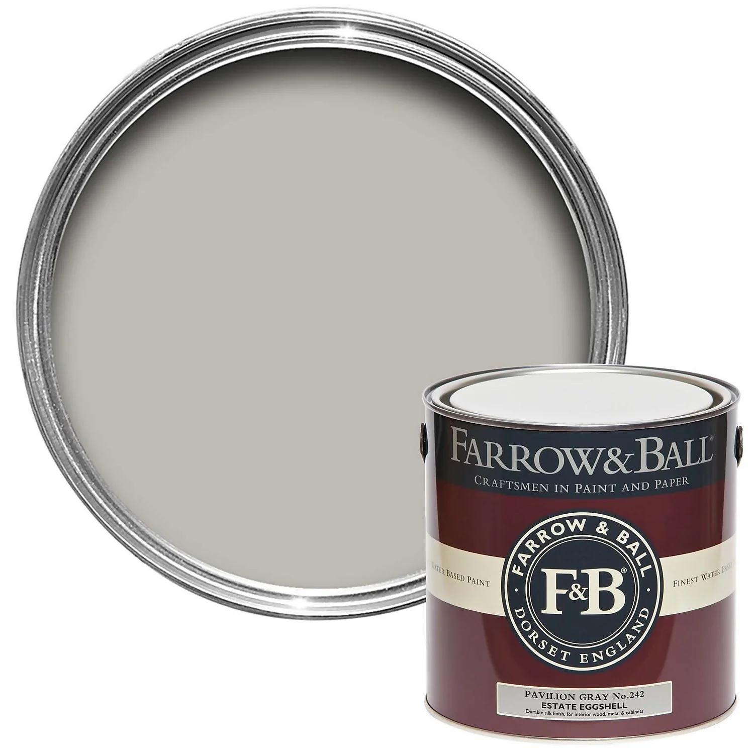 Farrow & Ball Estate Eggshell Paint Pavilion Gray - 2.5L 3 Farrow & Ball Estate Eggshell Paint Pavilion Gray - 2.5L