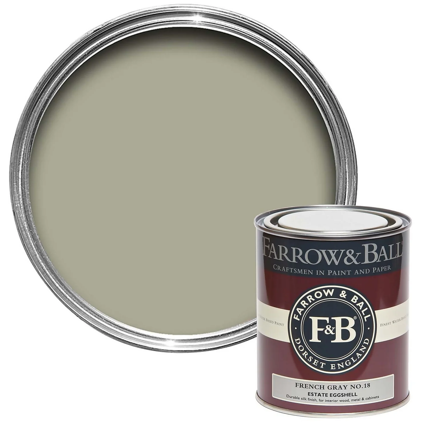 Farrow & Ball Estate Eggshell French Gray - 750ml 3 Farrow & Ball Estate Eggshell French Gray - 750ml