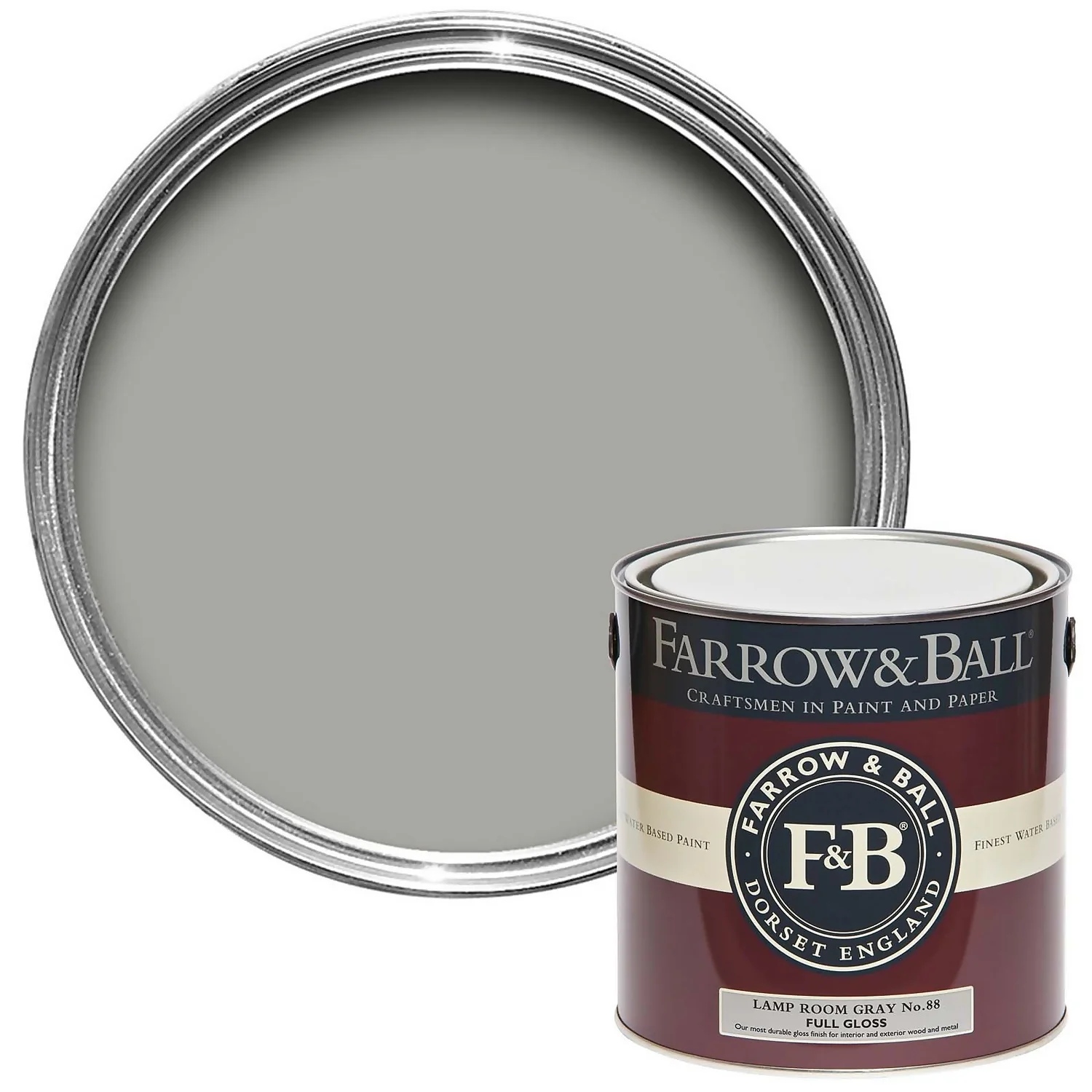Farrow & Ball Full Gloss Paint Lamp Room Gray - 2.5L 3 Farrow & Ball Full Gloss Paint Lamp Room Gray - 2.5L