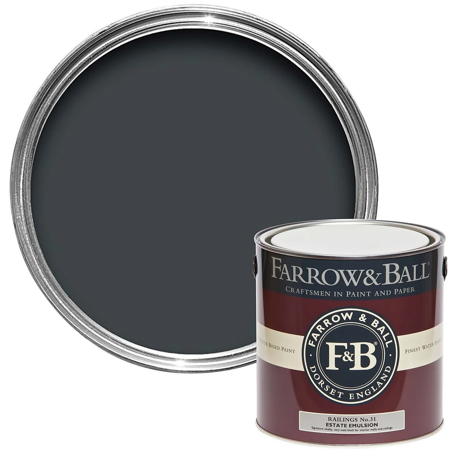 Farrow & Ball Estate Matt Emulsion Paint Railings - 2.5L 3 Farrow & Ball Estate Matt Emulsion Paint Railings - 2.5L
