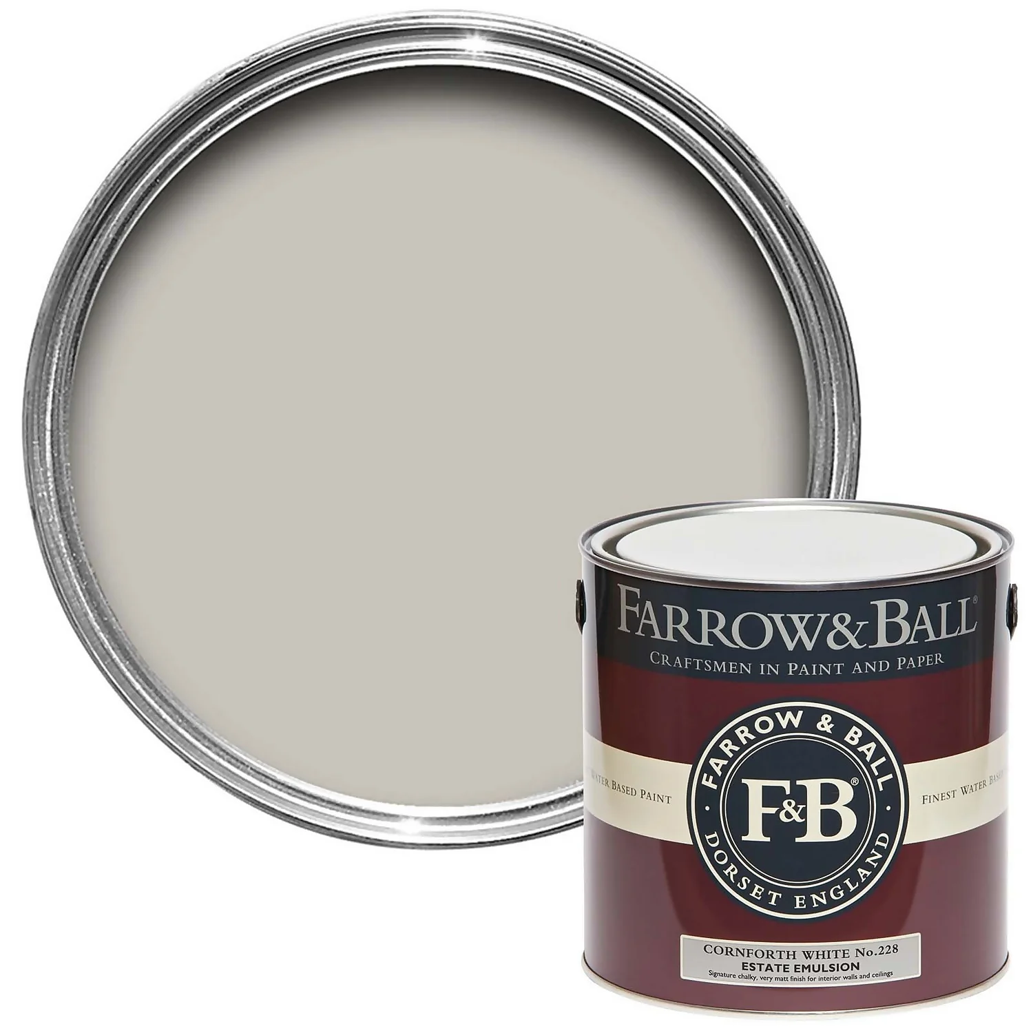 Farrow & Ball Estate Matt Emulsion Paint Cornforth White - 2.5L 3 Farrow & Ball Estate Matt Emulsion Paint Cornforth White - 2.5L