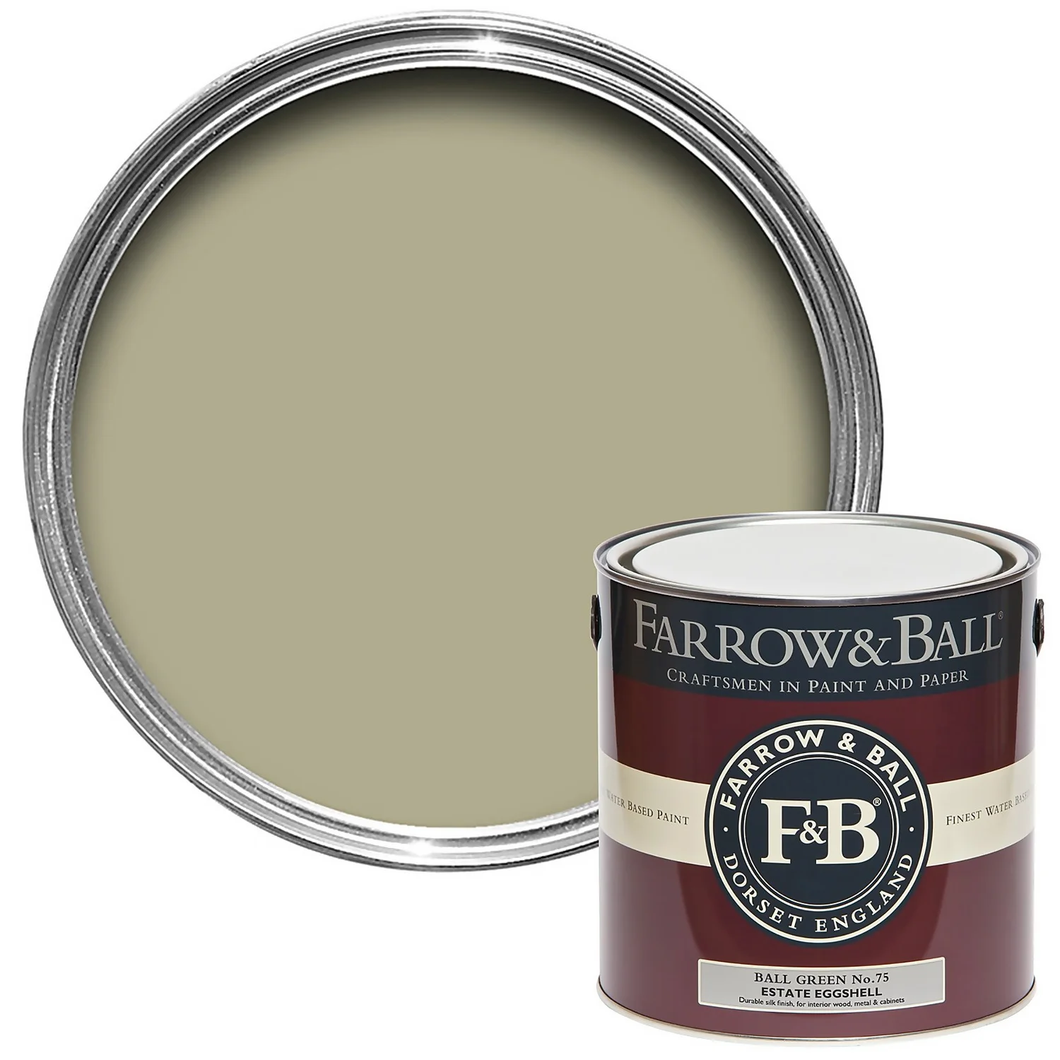 Farrow & Ball Estate Eggshell Paint Ball Green - 2.5L 3 Farrow & Ball Estate Eggshell Paint Ball Green - 2.5L