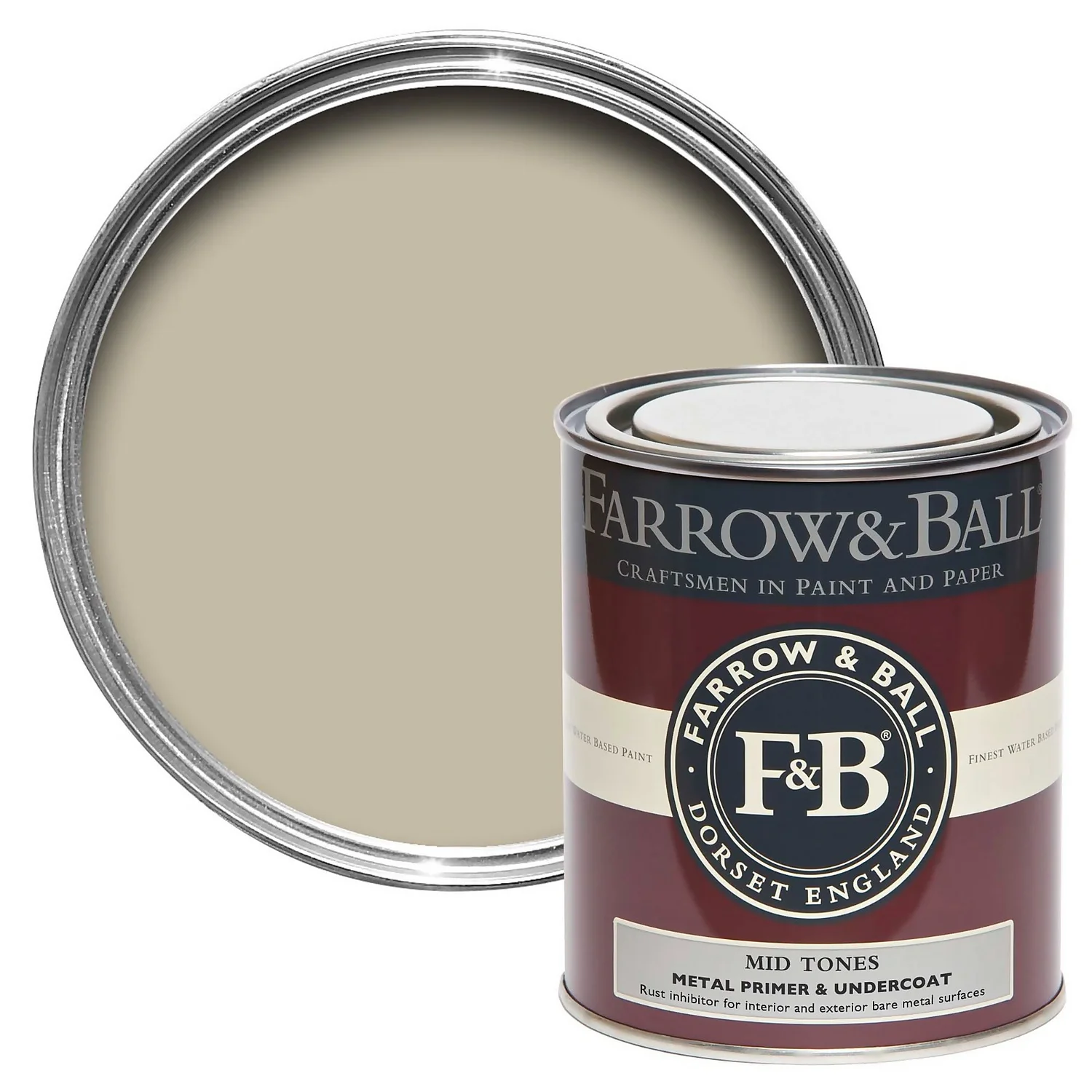 Farrow & Ball Metal Primer & Undercoat Paint Mid Tones - 750ml 3 Farrow & Ball Metal Primer & Undercoat Paint Mid Tones - 750ml