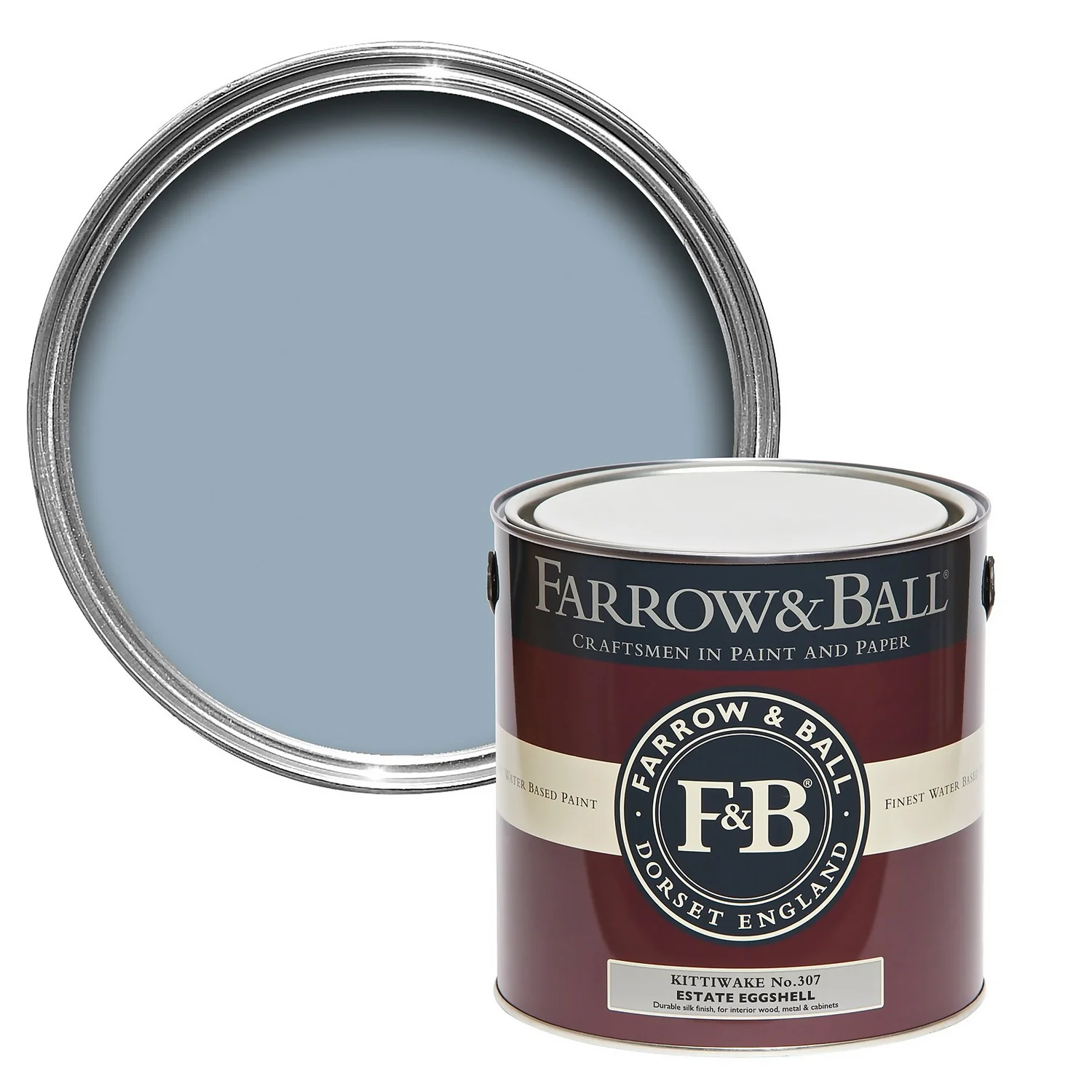 Farrow & Ball Estate Eggshell Paint No.307 Kittiwake - 2.5L 3 Farrow & Ball Estate Eggshell Paint No.307 Kittiwake - 2.5L