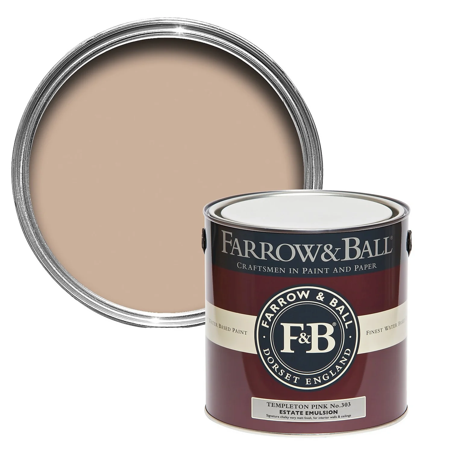 Farrow & Ball Estate Matt Emulsion Paint No.303 Templeton Pink - 2.5L 3 Farrow & Ball Estate Matt Emulsion Paint No.303 Templeton Pink - 2.5L