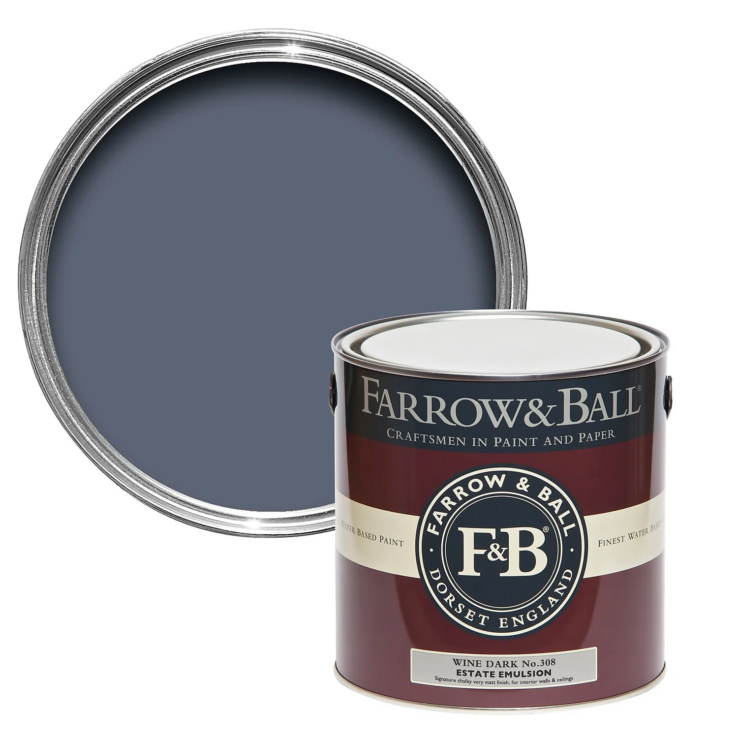 Farrow & Ball Estate Matt Emulsion Paint No.308 Wine Dark - 2.5L 3 Farrow & Ball Estate Matt Emulsion Paint No.308 Wine Dark - 2.5L